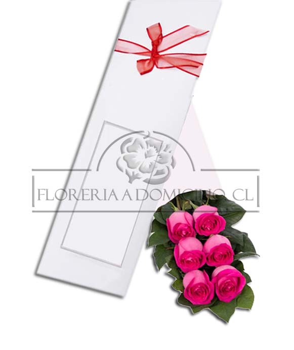 Caja de 6 Rosas rosadas